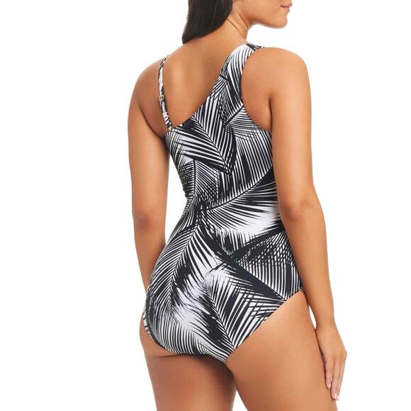 Beyond Control Giving Attitude One Shoulder Tummy Control Swimsuit Size 14 - Picture 8 of 10